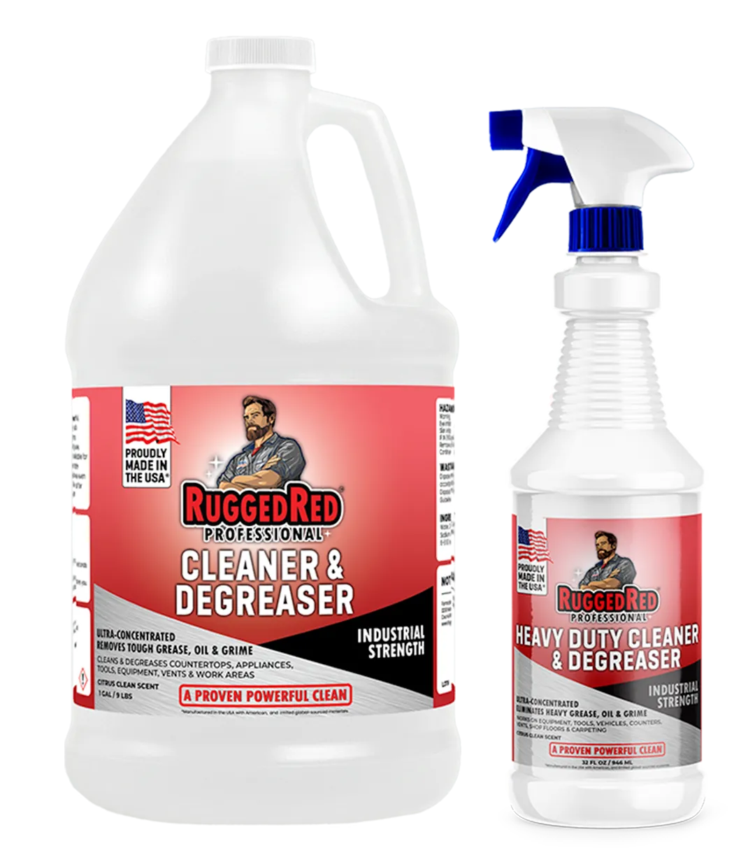 RuggedRed cleaning product bottles product shot